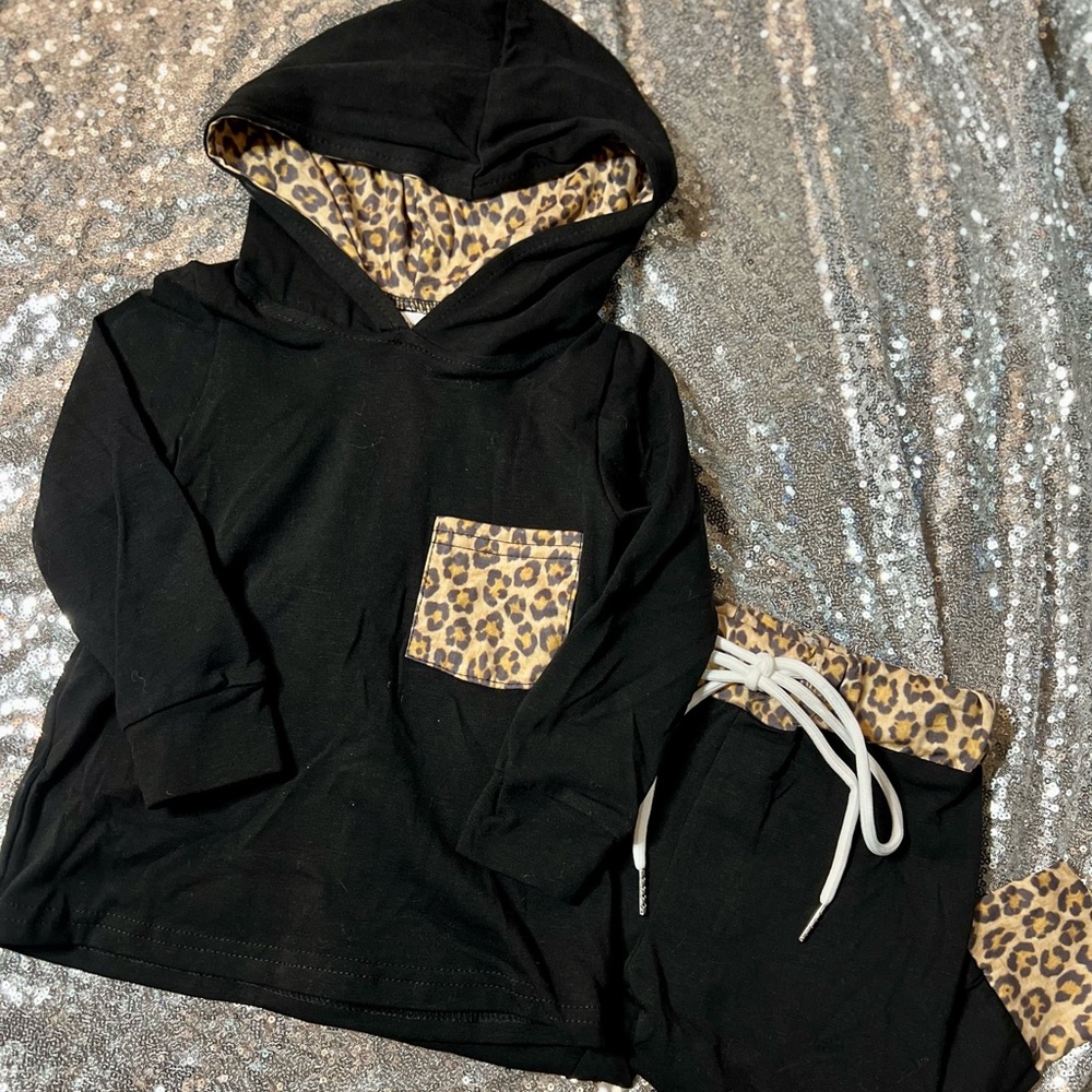 Black Leopard Jump Suit | Little Girls